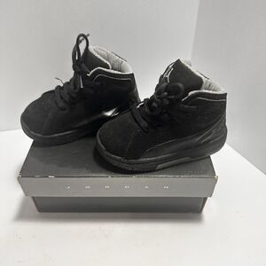 Retro Air Jordan Toddler Black Metallic Silver  Shoes Size 6c . 317226‎ 001